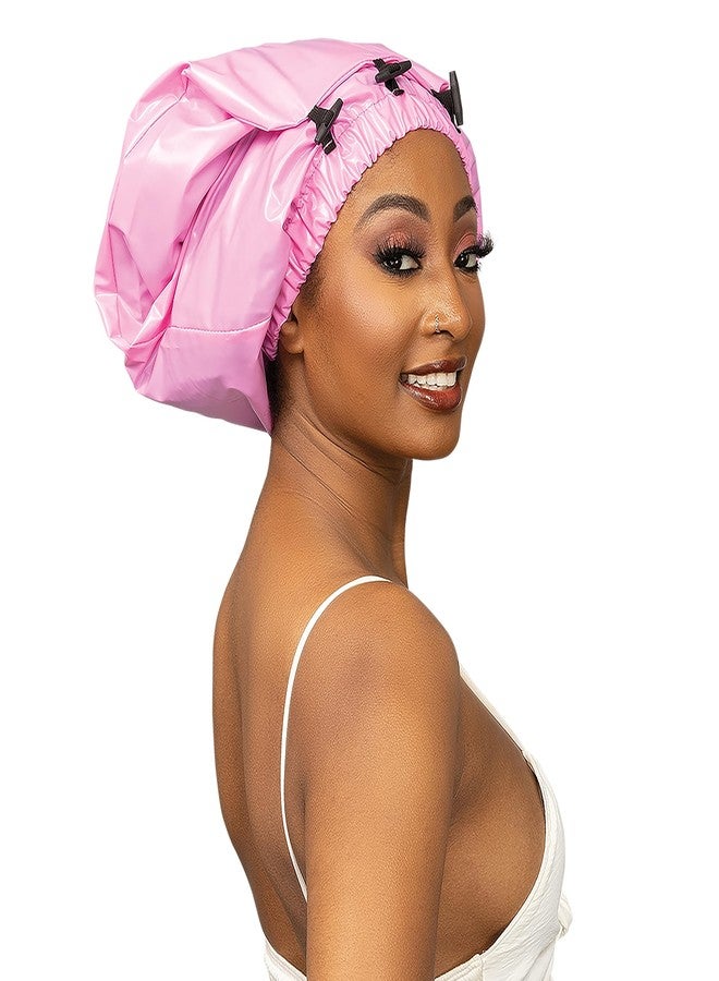 Esha Girl - Shower Cap for Extra Long Hair, Braids, Locs, Twists – Waterproof – Snug Fit Guarantees No Leaks – Easy Button Up (Pink, X-Long (30" x 9")) - Image 5