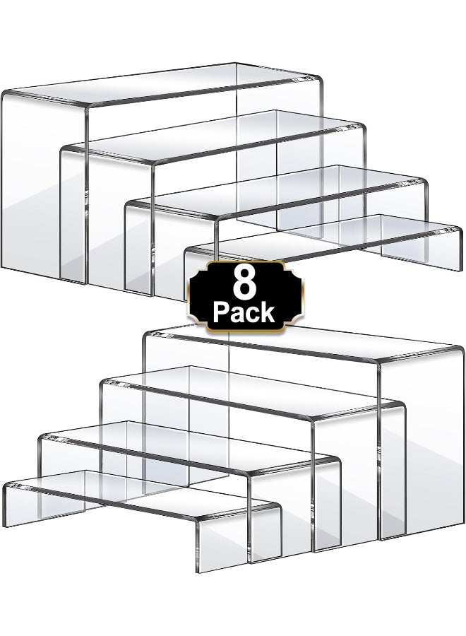 TPGP Large Acrylic Risers, 8 Pcs 2 Set Acrylic Display Set Rectangular Stands Shelf Clear Display Risers for Decor, Cake and Funko Pop Shelves Retail Shoe Showcase(1-3-4-5IN) - Image 1