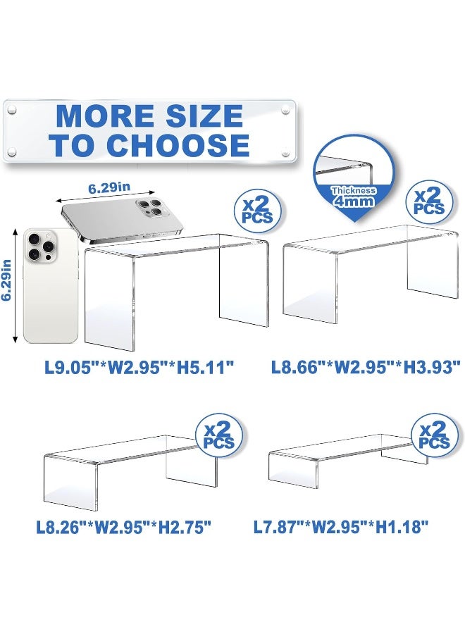 TPGP Large Acrylic Risers, 8 Pcs 2 Set Acrylic Display Set Rectangular Stands Shelf Clear Display Risers for Decor, Cake and Funko Pop Shelves Retail Shoe Showcase(1-3-4-5IN) - Image 2