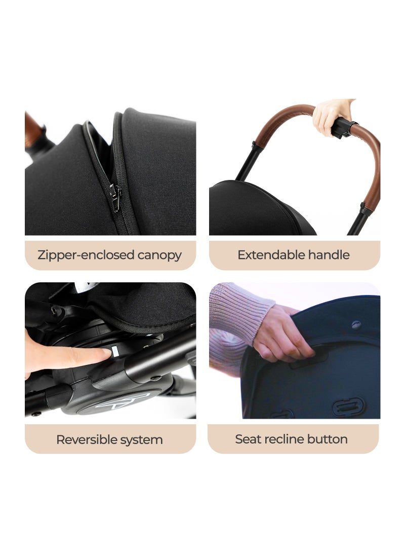 TEKNUM Travel Stroll 2 Stroller With Reversible, Multi Recline Seat - Black - Image 5