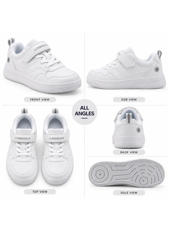 Lumberjack  Unisex Kids School Shoes White Hook & Loop Strap Lightweight Casual Sneakers for School Daily Wear  | Best Price UAE