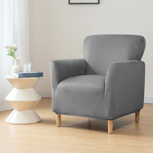 HAOYONG Banquet Armchair Slipcover Stretch Velvet Chair Covers 1-Piece Armchair Sofa Covers Soft Arm Chair Cover Removable Washable Single Couch Covers Furniture Protector for Living Room - Image 2