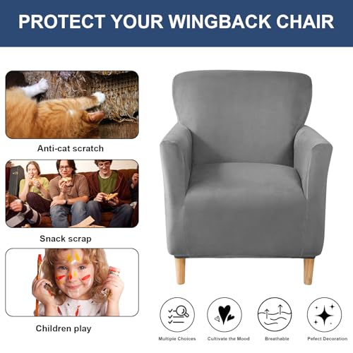 HAOYONG Banquet Armchair Slipcover Stretch Velvet Chair Covers 1-Piece Armchair Sofa Covers Soft Arm Chair Cover Removable Washable Single Couch Covers Furniture Protector for Living Room - Image 5