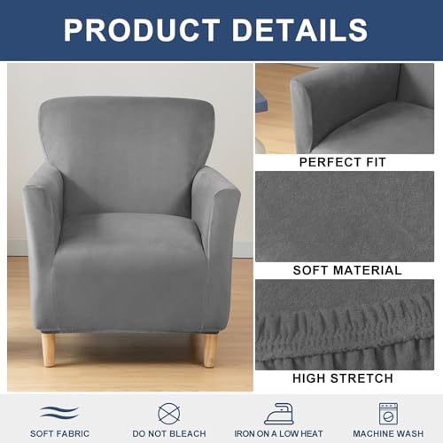 HAOYONG Banquet Armchair Slipcover Stretch Velvet Chair Covers 1-Piece Armchair Sofa Covers Soft Arm Chair Cover Removable Washable Single Couch Covers Furniture Protector for Living Room - Image 4