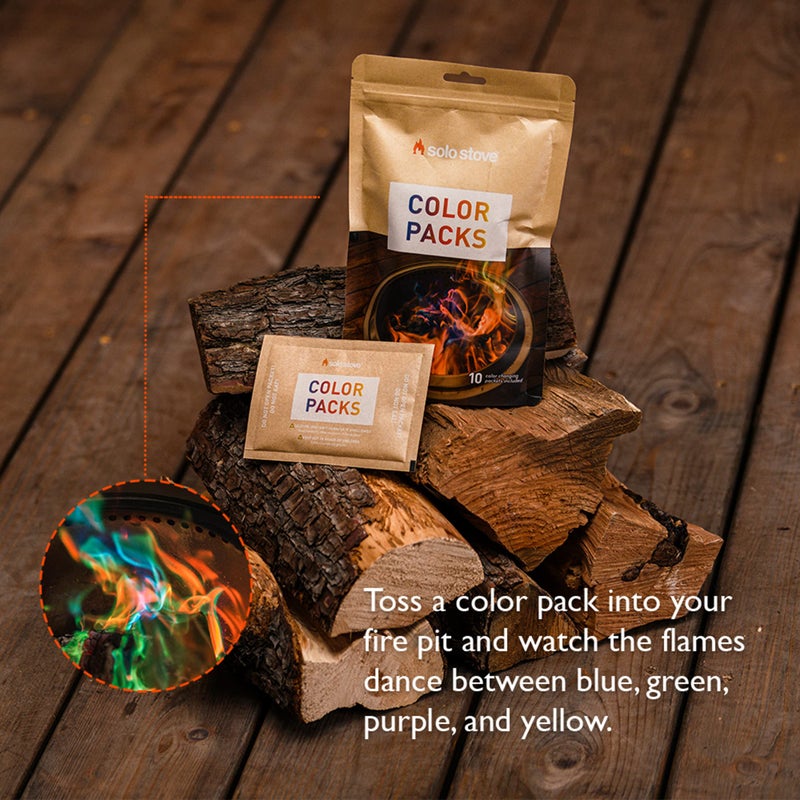 Solo Stove حزمة ألوان Solo Stove 10 حزم نارية متغيرة الألوان، تضيف نيران ملونة سحرية إلى موقد النار الخاص بك و 4 ألوان نارية محتملة - أزرق، أخضر، بنفسجي، وأصفر - ملحق موقد النار للموقد الخارجي - Image 5