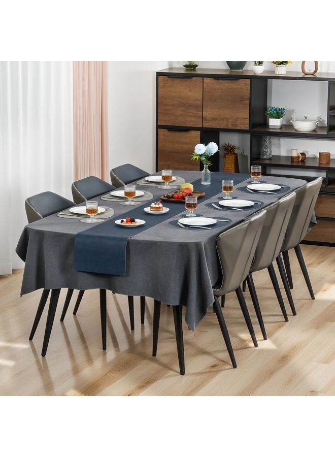 Chitomars Placemats and Coasters, American Placemats, Washable Plastic Double-Sided Non-Slip, Faux Leather Breakfast Placemats, American Round Placemat (Set of 4, Grey Blue) - Image 5