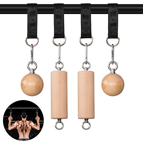 YCHLCHL Wooden Pull Up Grips and Balls, Atomic Rock Climbing Holds Training Set,Grip Strength Trainer,Ninja Warrior Obstacle Course Handles and Rope.(Suit XL) - Image 1