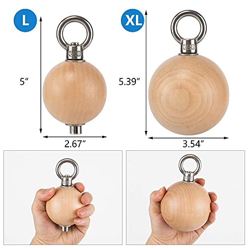 YCHLCHL Wooden Pull Up Grips and Balls, Atomic Rock Climbing Holds Training Set,Grip Strength Trainer,Ninja Warrior Obstacle Course Handles and Rope.(Suit XL) - Image 4