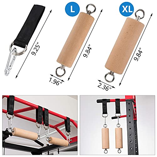 YCHLCHL Wooden Pull Up Grips and Balls, Atomic Rock Climbing Holds Training Set,Grip Strength Trainer,Ninja Warrior Obstacle Course Handles and Rope.(Suit XL) - Image 3