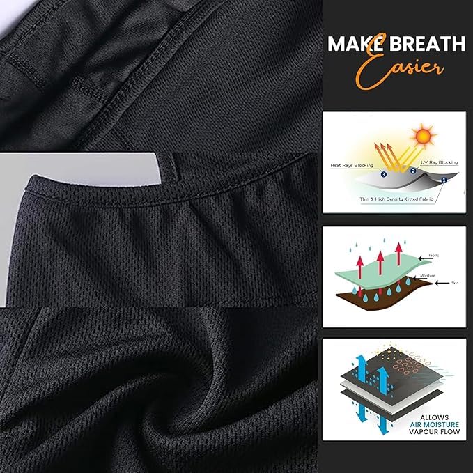 MIKANIX Unisex Full Face Mask | Balaclava Black + Hand Protective Syntetic Arm Sleeve for Bikers Riders, Cyclists and Outdoor Workers to Protect from Dust and UV Rays - Image 3