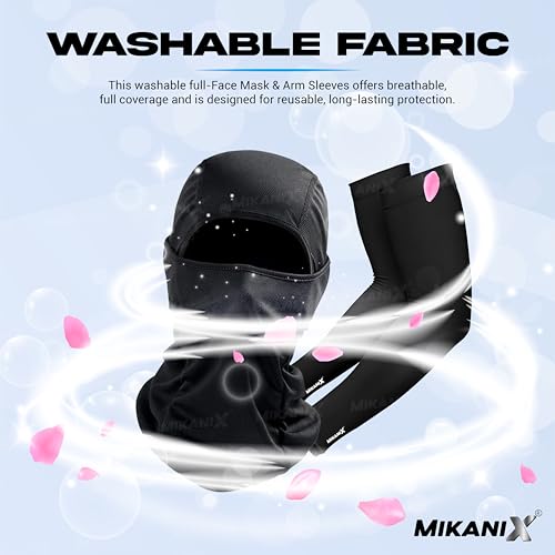 MIKANIX Unisex Full Face Mask | Balaclava Black + Hand Protective Syntetic Arm Sleeve for Bikers Riders, Cyclists and Outdoor Workers to Protect from Dust and UV Rays - Image 5