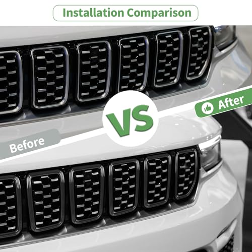 JeCar Front Grille Insert Grill Trim Covers Exterior Accessories Compatible with Jeep Grand Cherokee 2021-2023, Black - Image 3