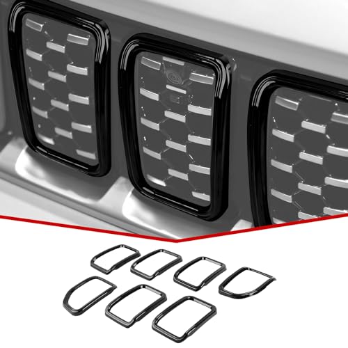 JeCar Front Grille Insert Grill Trim Covers Exterior Accessories Compatible with Jeep Grand Cherokee 2021-2023, Black - Image 1