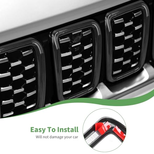 JeCar Front Grille Insert Grill Trim Covers Exterior Accessories Compatible with Jeep Grand Cherokee 2021-2023, Black - Image 4