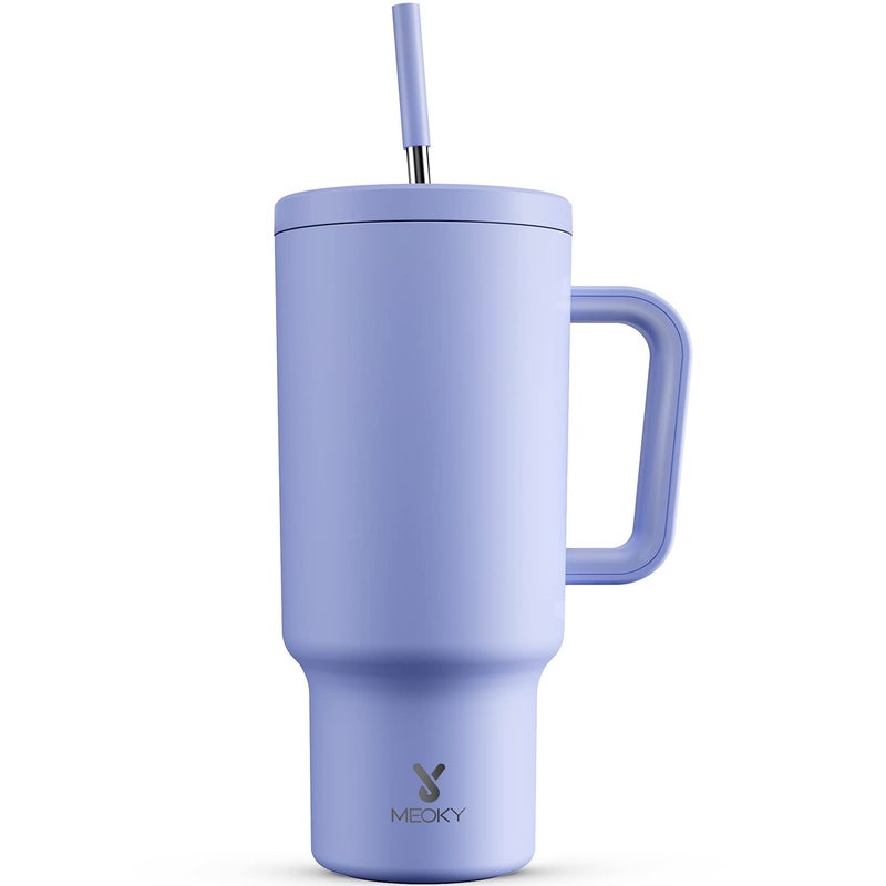 Meoky 50 oz Tumbler with Handle, Tumbler with Lid and Straw, Insulated Stainless Steel Travel Mug, 100% Leak-proof, Keeps Cold for 36 Hours or Hot for 12 Hours (Lilac) - Image 1