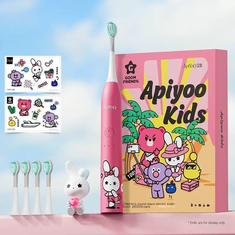 Apiyoo A7 Kids Sonic Electric Toothbrush, Cartoon Design, 3 Modes, Type-C Charging, Ipx7 Waterproof, Pink - Image 1