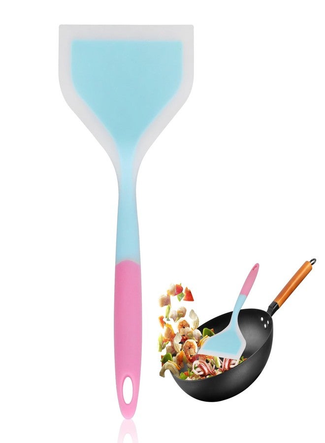 WGFOIP Wide Silicone Spatula, Pancake Spatula Turner Non Stick Fried Shovel for Kitchen (Blue Shovel Head) - Image 1