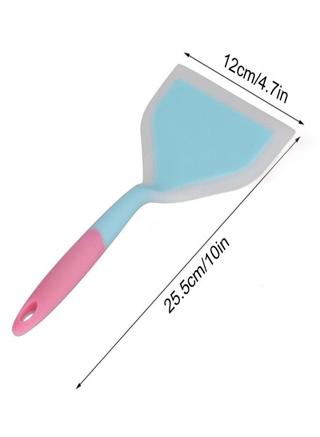 WGFOIP Wide Silicone Spatula, Pancake Spatula Turner Non Stick Fried Shovel for Kitchen (Blue Shovel Head) - Image 4