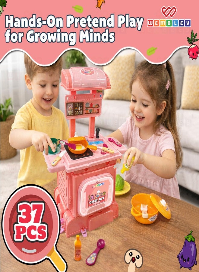 Wembley 2-in-1 Kids Kitchen Set | Cooking Pretend Play Toy with 37 Pieces | Portable School Bag Style Kitchen Playset for Girls & Boys Age 2-7 | Role Play Cooking Game | Birthday Gift for Kids - Image 5