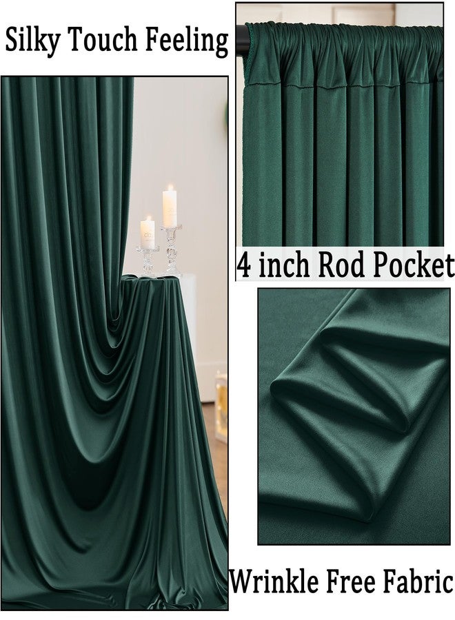NSSONBEN 10ft x 10ft Wrinkle Free Hunter Green Backdrop Curtains for Parties, Polyester Green Photo Backdrop Drapes 2 Panels 5x10ft for Wedding Birthday Baby Shower Photography Background - Image 2