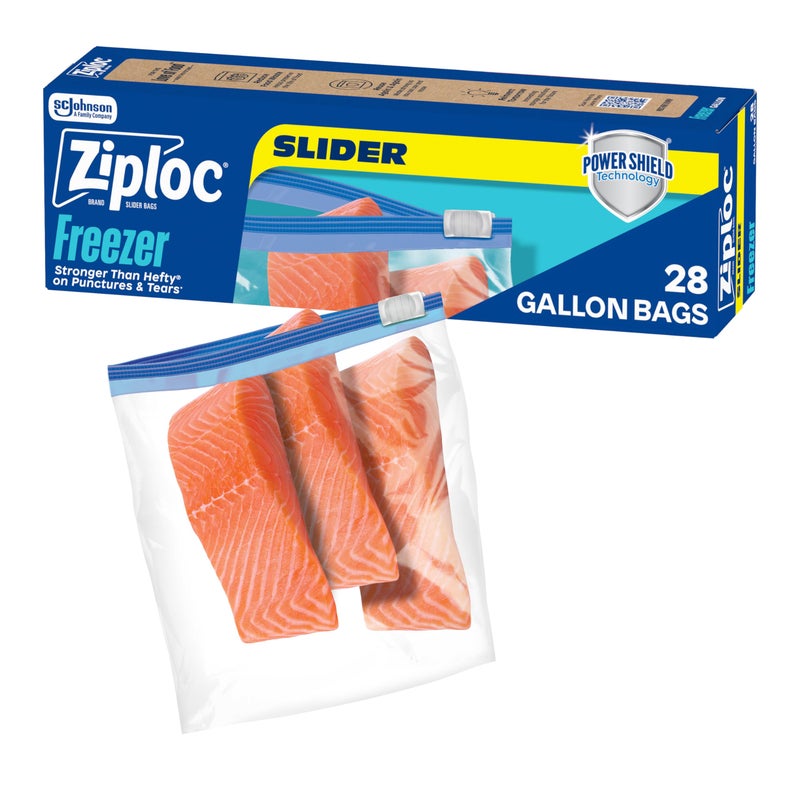 Ziploc Gallon Food Storage Freezer Slider Bags, Durable, 28 Count - Image 1