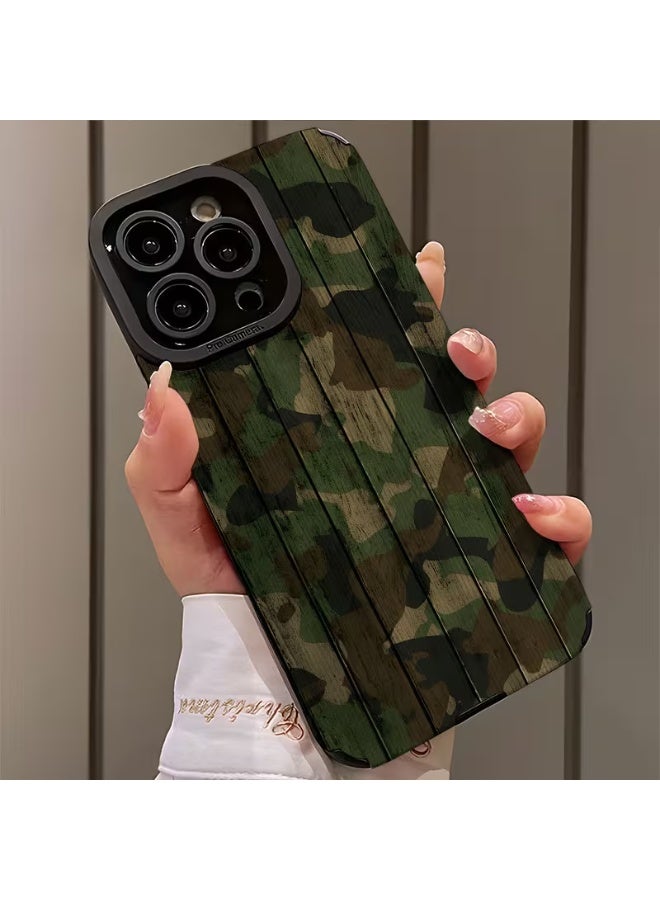 تيمو غطاء هاتف: تصميم خشبي تمويهي عصري للجنسين من الجلد الصناعي المضاد للصدمات لهاتف ايفون 16 برو - Image 2