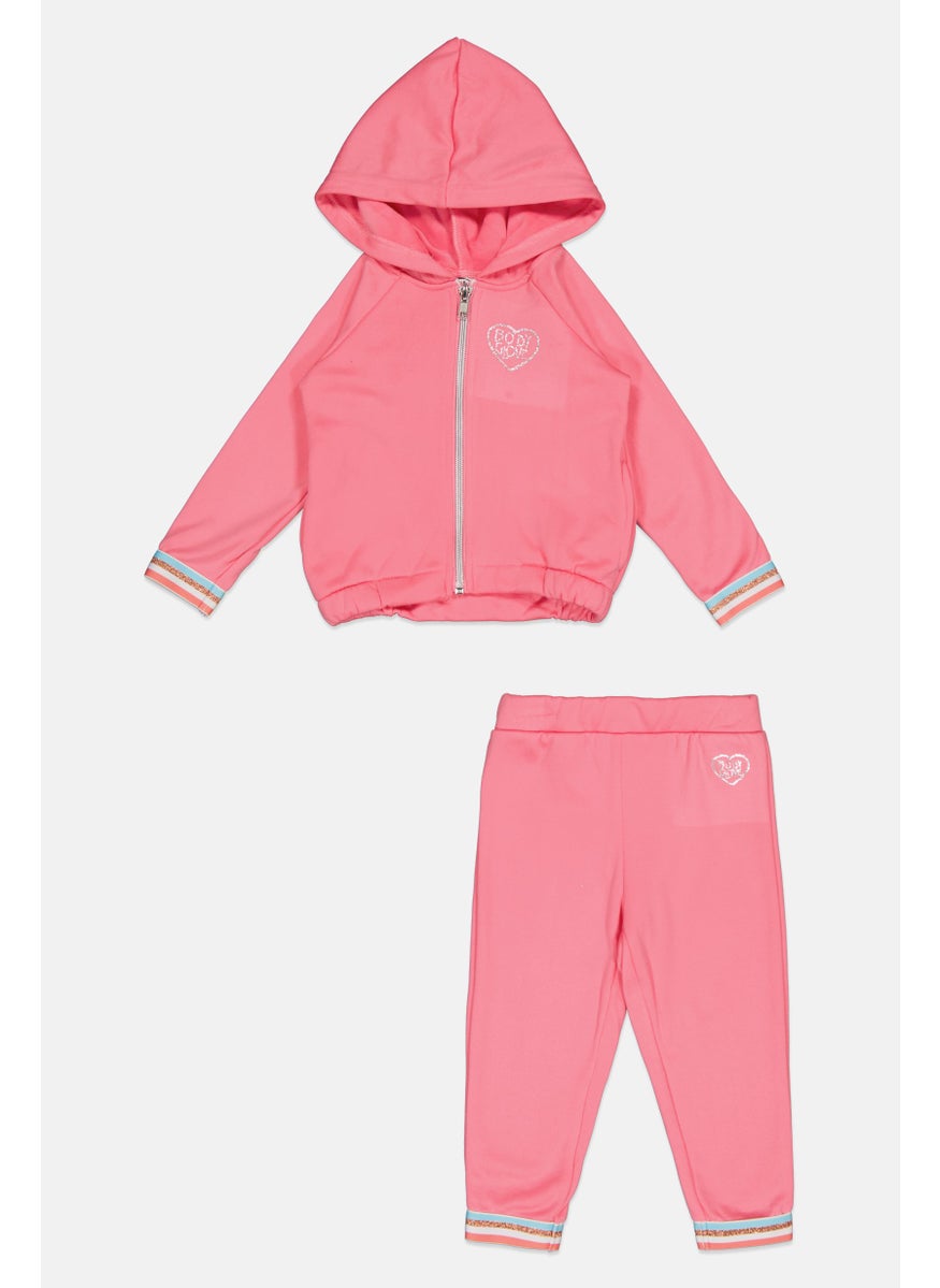 Body Glove - Toddlers Girl 2 Pieces Long Sleeves Sweatshirt And Pants Set, Pink - Image 1