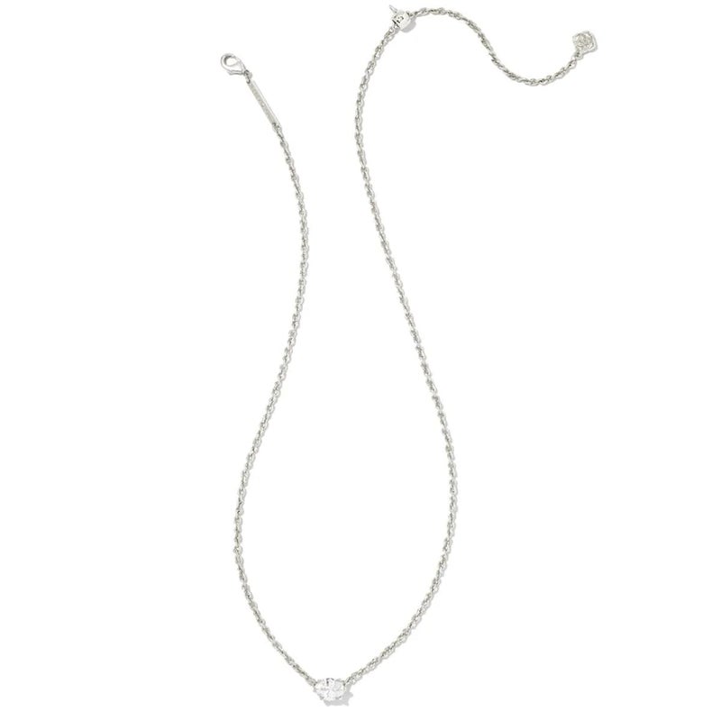 Kendra Scott Cailin Silver-Plated Brass Pendant Necklace in White Crystal, Fashion Jewelry For Women - Image 2