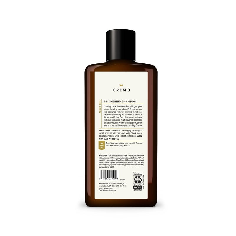 Cremo Juniper & Eucalyptus Barber Grade Thickening Shampoo, 16 Fl Oz - Image 4
