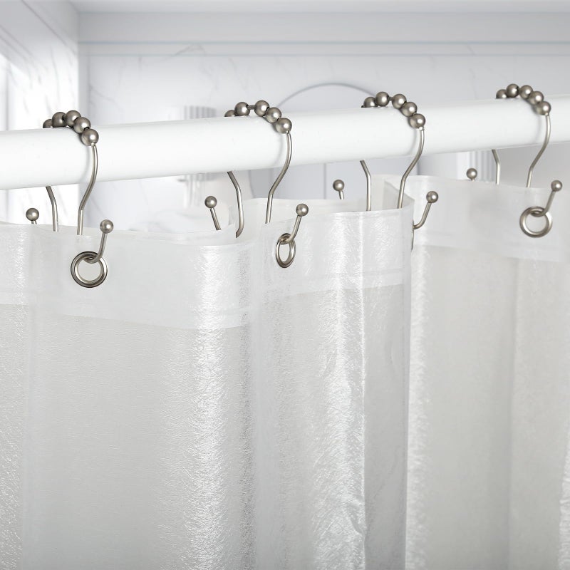 Goowin Shower Curtain Hooks, 12 Pcs Shower Curtain Rings, Stainless Steel Shower Curtain Hooks Rings Rust Proof, Smooth Sliding Anti-Drop Double Shower Hooks for Shower Curtain, Rods (Matte Nickel) - Image 3