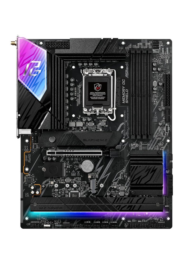 ASRock Phantom Gaming B860 Lightning WiFi LGA 1851 Intel B860 SATA 6Gb/s DDR5 ATX Motherboard - Image 2