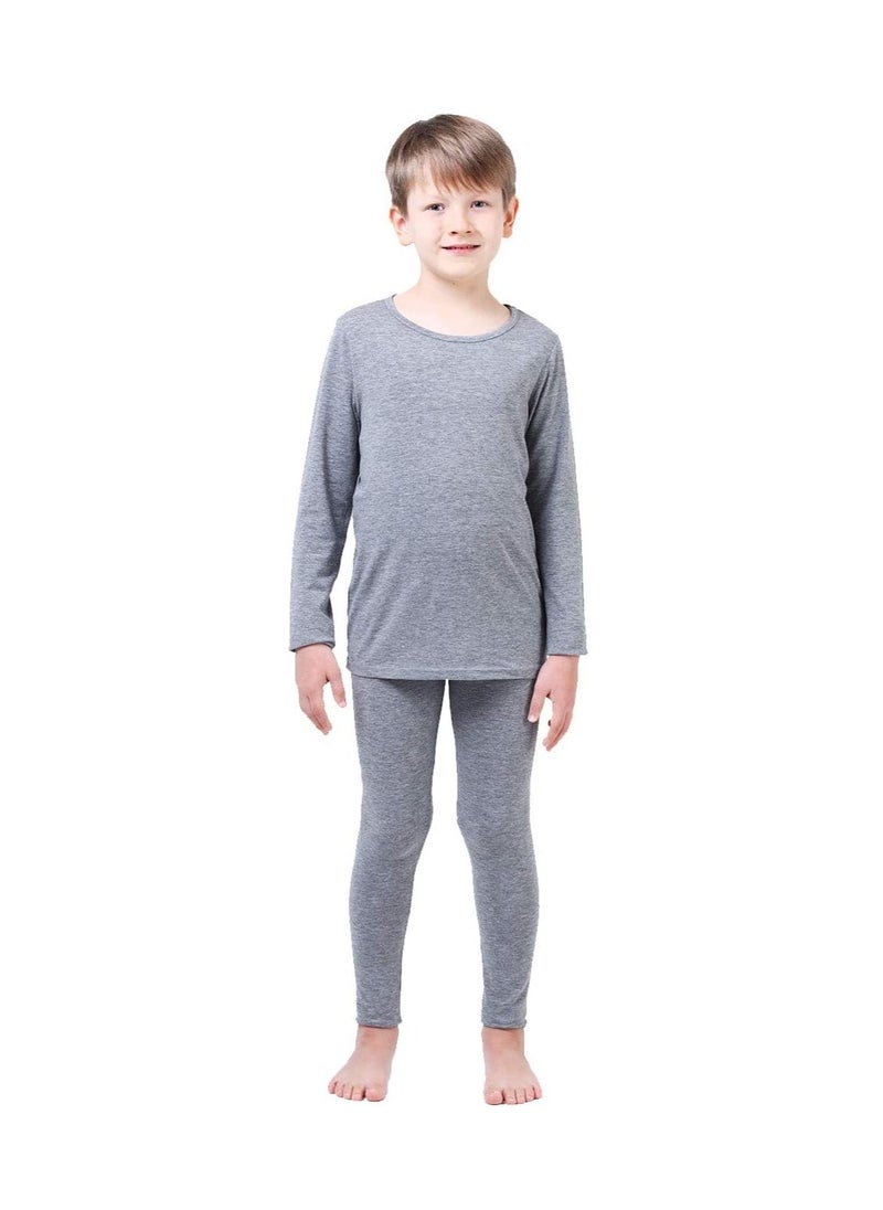 Generic Children's solid color thermal underwear sets Soft tops and bottoms Children's soft sleepwear sets  - Image 1