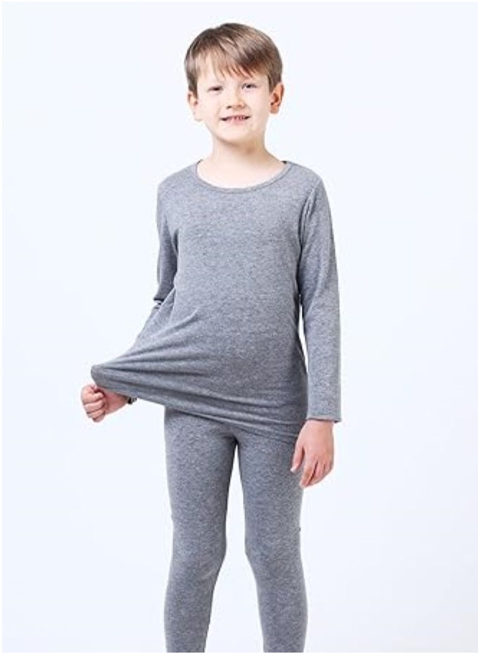 Generic Children's solid color thermal underwear sets Soft tops and bottoms Children's soft sleepwear sets  - Image 3