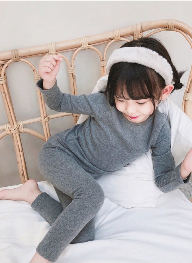 Generic Children's solid color thermal underwear sets Soft tops and bottoms Children's soft sleepwear sets  - Image 5