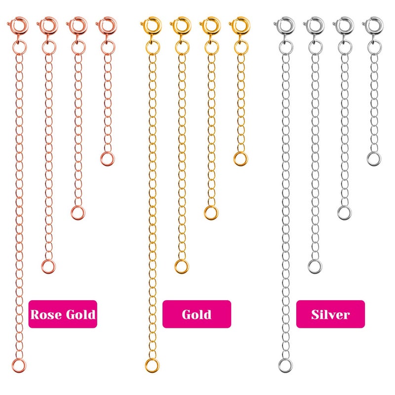 anezus Jewelry Extenders for Necklaces, Anezus 12pcs Necklace Extenders, Chain Extenders for Necklace, Bracelet and Jewelry Making (Assorted Sizes & Colors) - Image 2