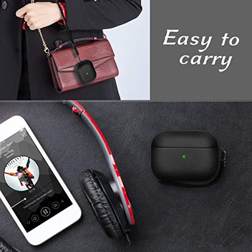 EMOH ROCED Case for Airpods Pro 2 Case Cover with Cleaner Kit, Leather Texture Full-Body Protective Case Cover Compatible with Apple Airpod Pro 2nd Generation, Front LED Visible (Matte Black) - Image 4