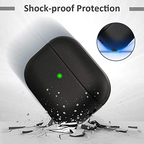 EMOH ROCED Case for Airpods Pro 2 Case Cover with Cleaner Kit, Leather Texture Full-Body Protective Case Cover Compatible with Apple Airpod Pro 2nd Generation, Front LED Visible (Matte Black) - Image 2