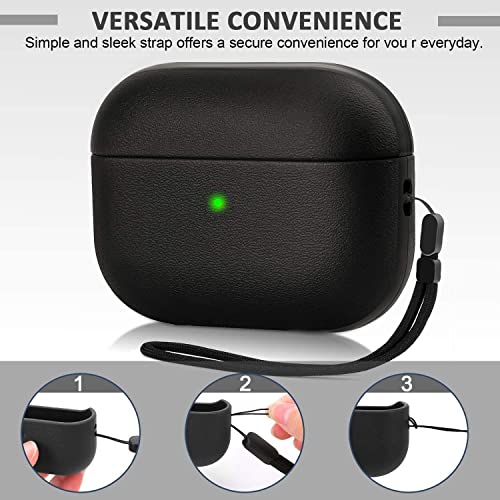 EMOH ROCED Case for Airpods Pro 2 Case Cover with Cleaner Kit, Leather Texture Full-Body Protective Case Cover Compatible with Apple Airpod Pro 2nd Generation, Front LED Visible (Matte Black) - Image 5