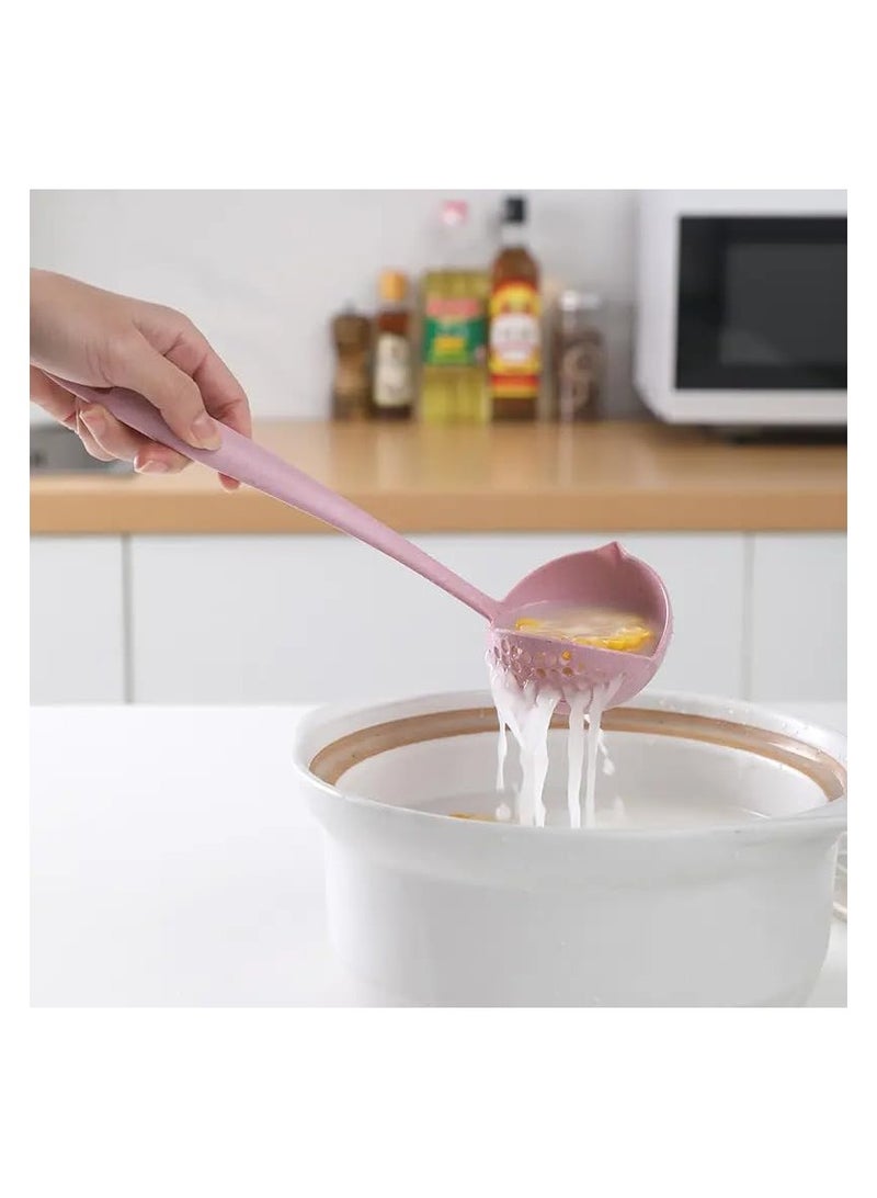 Popular 2 in 1 Wheat Straw Soup Spoon Long Handle Porridge Spoons Filter Home Cooking Tools Kitchen Accessories  - Image 1