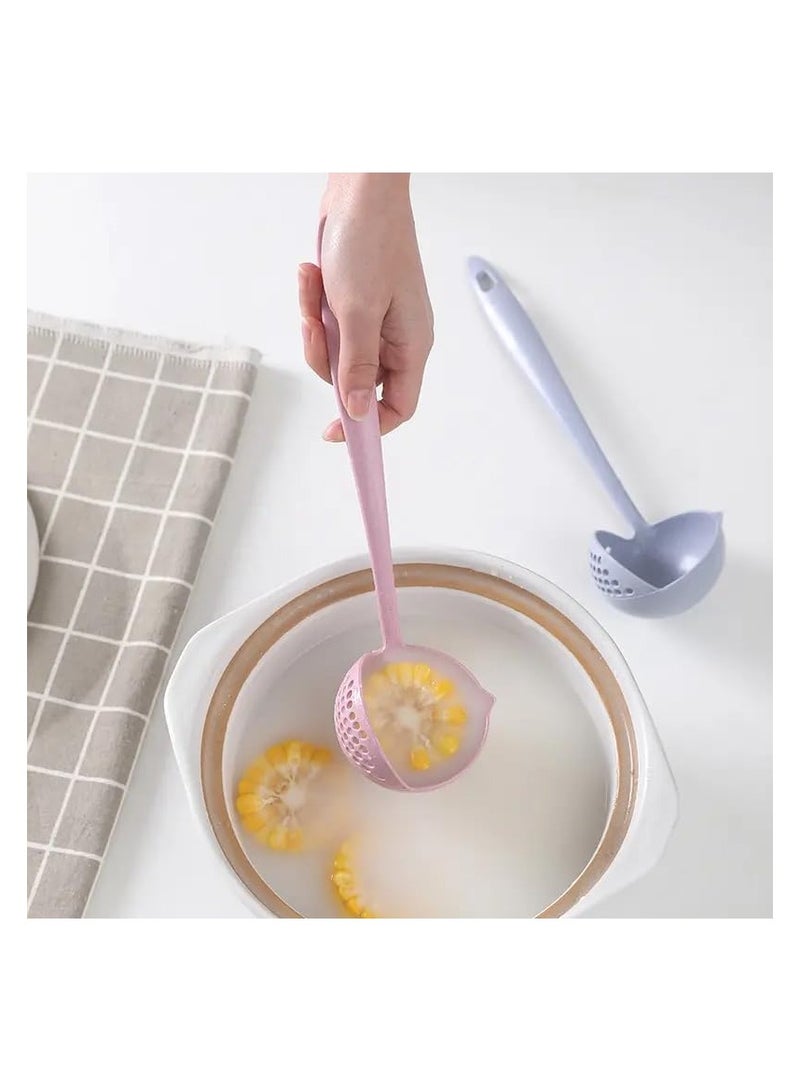 Popular 2 in 1 Wheat Straw Soup Spoon Long Handle Porridge Spoons Filter Home Cooking Tools Kitchen Accessories  - Image 2