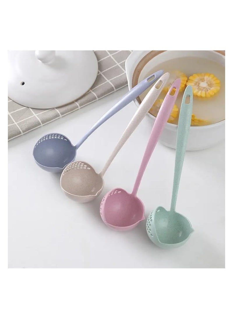 Popular 2 in 1 Wheat Straw Soup Spoon Long Handle Porridge Spoons Filter Home Cooking Tools Kitchen Accessories  - Image 4
