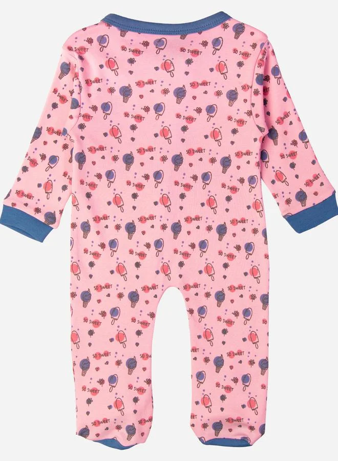Babies Basic All-Over Printed Cotton Long Sleeves Sleepsuit