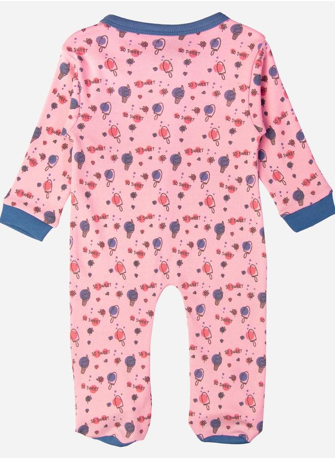 Babies Basic All-Over Printed Cotton Long Sleeves Sleepsuit  - Image 4