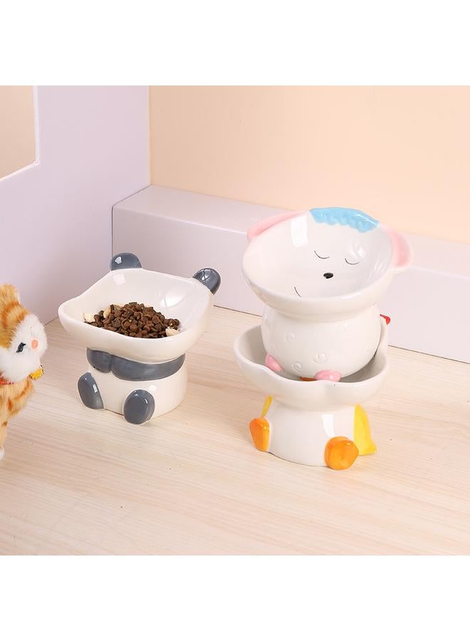 الأزرق جي دبليو وعاء الحيوانات الأليفة الخزفي الإبداعي ، وعاء الكرتون الملون ، وعاء كبير من الفم ، وواقي العنق ، والذقن الأسود ، مملوء بالماء ، وعاء القط متعدد الاستخدام - Image 3