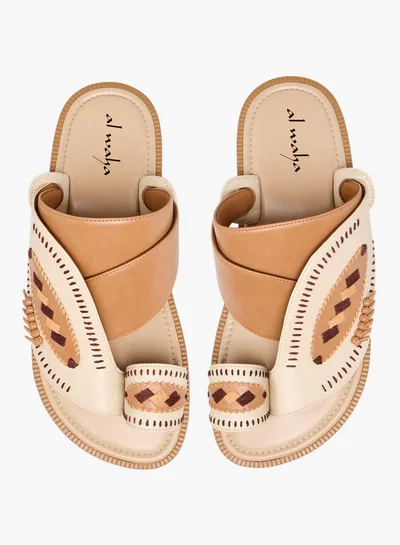 Al Waha Embroidered Slip-On Arabic Sandals with Toe Loop