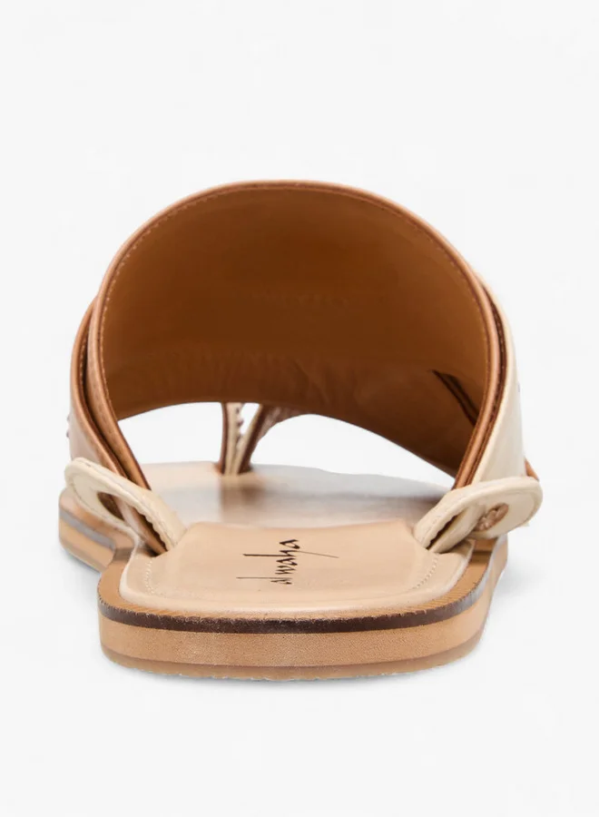 Al Waha Embroidered Slip-On Arabic Sandals with Toe Loop