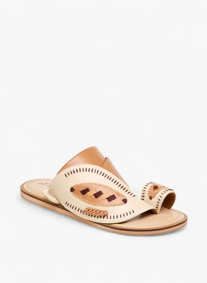 Al Waha Embroidered Slip-On Arabic Sandals with Toe Loop