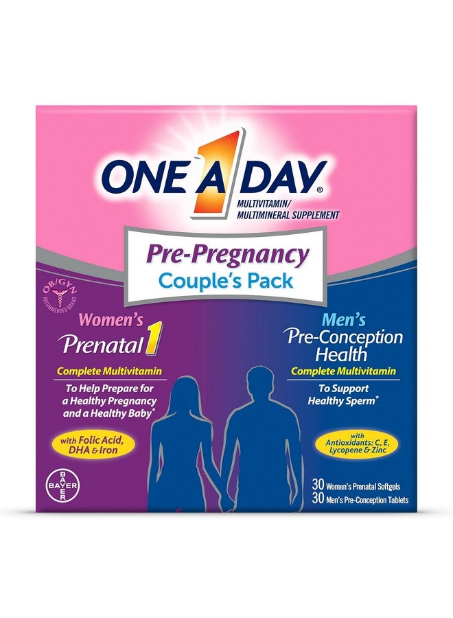 One A Day Men's & Women's Pre-Pregnancy Multivitamin Softgel including Vitamins A, Vitamin C, Vitamin D, B6, B12, Folic Acid & more, 30+30 Count, Supplement for Before, During, and Postnatal - Image 1