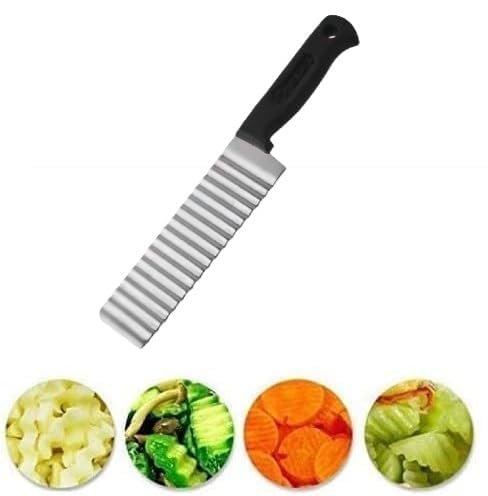 PIXELERA Potato Cutter Stainless Steel Crinkle Cutter for Fruit Vegetable Potato Knife Vegetable Carrot Onion Cucumber - Image 2