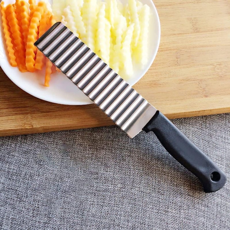 PIXELERA Potato Cutter Stainless Steel Crinkle Cutter for Fruit Vegetable Potato Knife Vegetable Carrot Onion Cucumber - Image 4